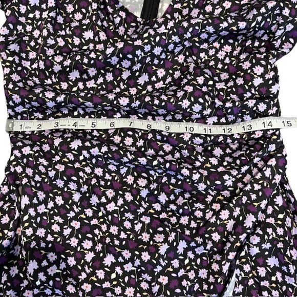 Chinti & Parker Gabriel Floral Mini Dress Black and Purple Wrap Look Size 6 - Picture 11 of 13